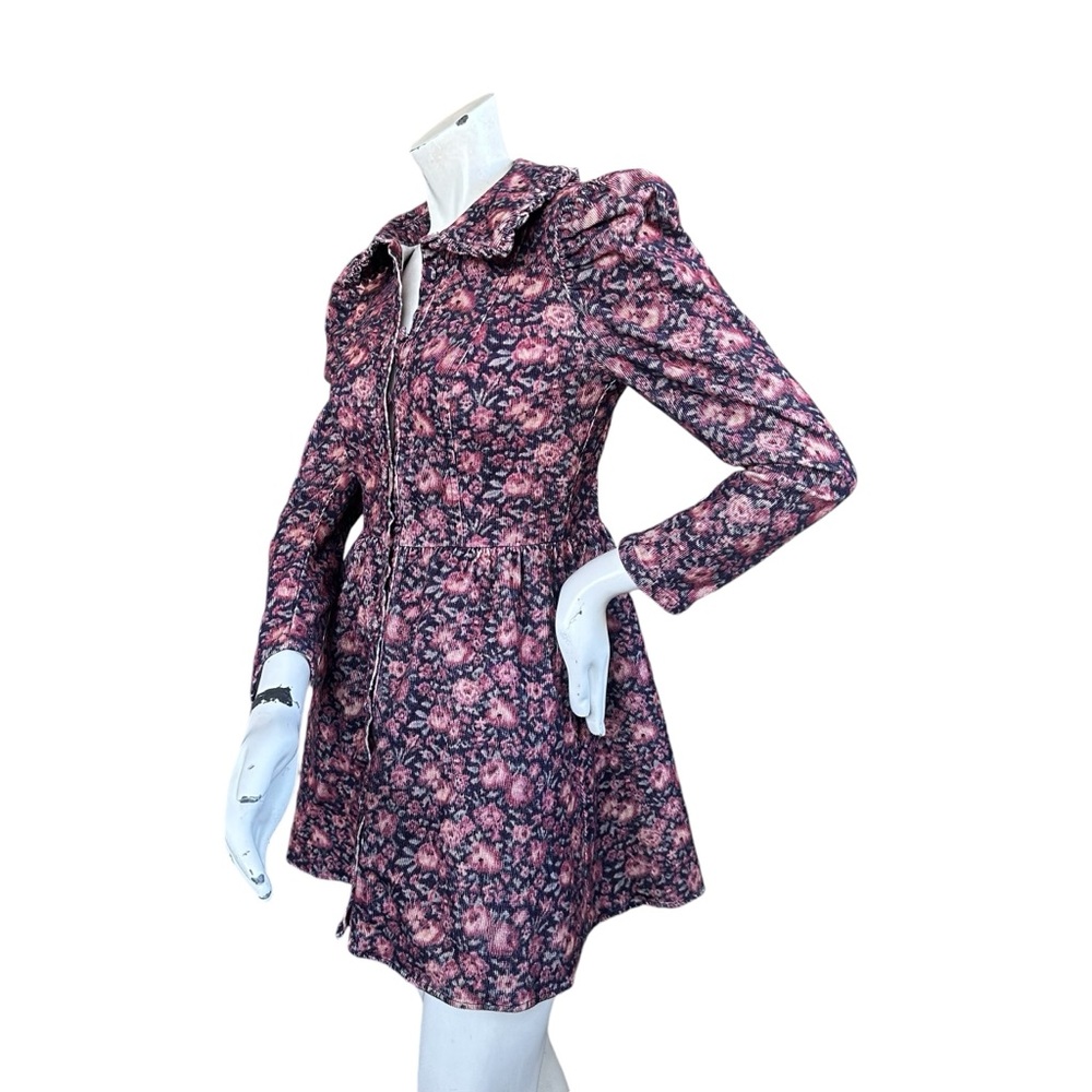 LoveShackFancy Beyers Dress in Blushing Berrys Corduroy Floral Mini Dress Size 2 - Picture 11 of 13